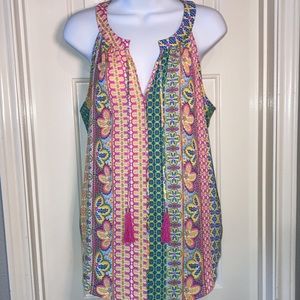 ❄️ Sale! Rose & Olive Boho Festival Tank with Front Tassels MED